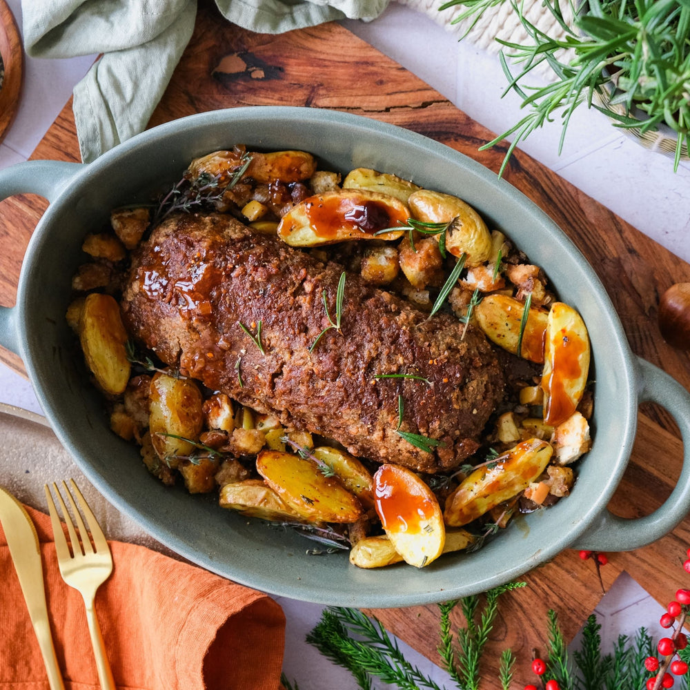 Maronen Apfel Füllung Hackbraten