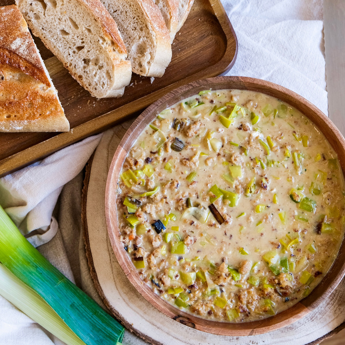 Käse-Lauch Suppe mit Hack