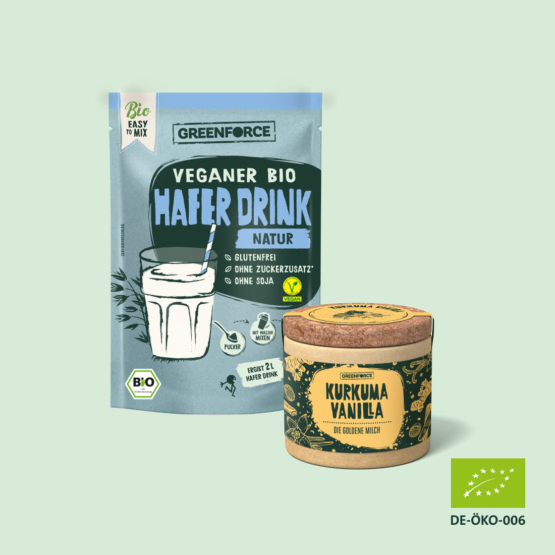 Goldene Milch Box mit Bio Hafer Drink und Kurkuma Vanilla Gewürzmischung