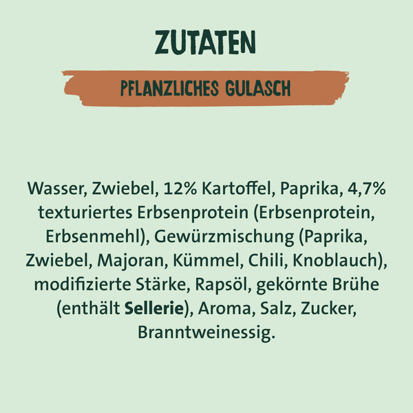 Zutaten pflanzliches Gulasch