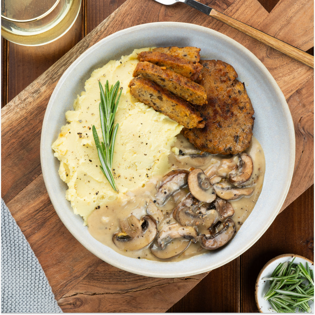 Vegan fresh mushroom medallions